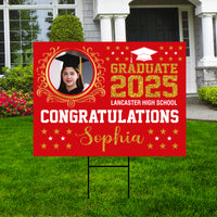 Personalized Graduation Yard Sign 2025 with Photo High School College Grad Sign Class of 2025 Custom Graduation Yard Sign with Metal H-Stake
