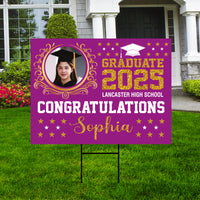 Personalized Graduation Yard Sign 2025 with Photo High School College Grad Sign Class of 2025 Custom Graduation Yard Sign with Metal H-Stake