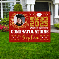 Personalized Graduation Yard Sign 2025 with Photo High School College Grad Sign Class of 2025 Custom Graduation Yard Sign with Metal H-Stake