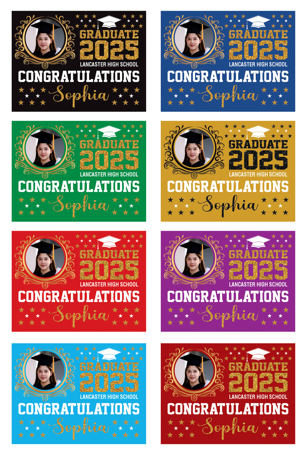 Personalized Graduation Yard Sign 2025 with Photo High School College Grad Sign Class of 2025 Custom Graduation Yard Sign with Metal H-Stake