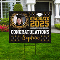 Personalized Graduation Yard Sign 2025 with Photo High School College Grad Sign Class of 2025 Custom Graduation Yard Sign with Metal H-Stake