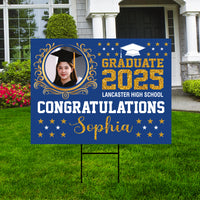 Personalized Graduation Yard Sign 2025 with Photo High School College Grad Sign Class of 2025 Custom Graduation Yard Sign with Metal H-Stake