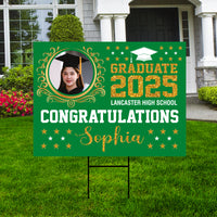 Personalized Graduation Yard Sign 2025 with Photo High School College Grad Sign Class of 2025 Custom Graduation Yard Sign with Metal H-Stake