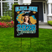 Personalized College Graduation Yard Sign 2026, College Logo Sign, Custom Graduate School College University Yard Sign with Metal H-Stake