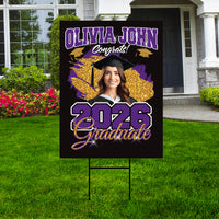 Personalized College Graduation Yard Sign 2026, College Logo Sign, Custom Graduate School College University Yard Sign with Metal H-Stake