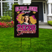 Personalized College Graduation Yard Sign 2026, College Logo Sign, Custom Graduate School College University Yard Sign with Metal H-Stake
