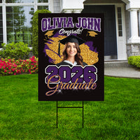 Personalized College Graduation Yard Sign 2026, College Logo Sign, Custom Graduate School College University Yard Sign with Metal H-Stake