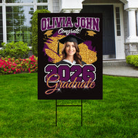 Personalized College Graduation Yard Sign 2026, College Logo Sign, Custom Graduate School College University Yard Sign with Metal H-Stake