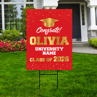 Personalized Graduation Yard Sign 2026 - Coroplast Grad Sign Class of 2026 Graduate Sign Custom Graduation 2026 Yard Sign with Metal H-Stake