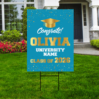Personalized Graduation Yard Sign 2026 - Coroplast Grad Sign Class of 2026 Graduate Sign Custom Graduation 2026 Yard Sign with Metal H-Stake