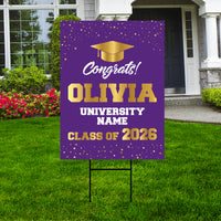 Personalized Graduation Yard Sign 2026 - Coroplast Grad Sign Class of 2026 Graduate Sign Custom Graduation 2026 Yard Sign with Metal H-Stake