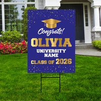 Personalized Graduation Yard Sign 2026 - Coroplast Grad Sign Class of 2026 Graduate Sign Custom Graduation 2026 Yard Sign with Metal H-Stake