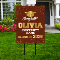 Personalized Graduation Yard Sign 2026 - Coroplast Grad Sign Class of 2026 Graduate Sign Custom Graduation 2026 Yard Sign with Metal H-Stake