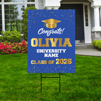 Personalized Graduation Yard Sign 2026 - Coroplast Grad Sign Class of 2026 Graduate Sign Custom Graduation 2026 Yard Sign with Metal H-Stake