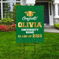 Personalized Graduation Yard Sign 2026 - Coroplast Grad Sign Class of 2026 Graduate Sign Custom Graduation 2026 Yard Sign with Metal H-Stake