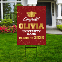 Personalized Graduation Yard Sign 2026 - Coroplast Grad Sign Class of 2026 Graduate Sign Custom Graduation 2026 Yard Sign with Metal H-Stake