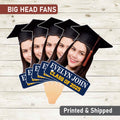 Custom Face Fans With Wooden Handle, Graduation Head, Grad Face Fans, Class of 2025 Head Fans, Graduation Faces on a Stick