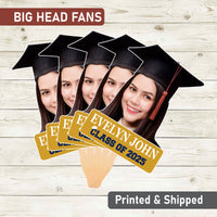 Custom Face Fans With Wooden Handle, Graduation Head, Grad Face Fans, Class of 2025 Head Fans, Graduation Faces on a Stick