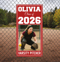 Personalized Senior Sports Banner with Photo, Class of 2026 Vertical Graduation Banner, Custom Senior Night Field Banner with Metal Grommets