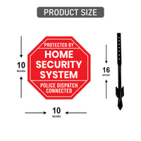 3 Pack Protected by Home Security System Yard Sign with 16" Stake, Octagon Shape Rust-Free Aluminum Warning Sign, UV Protected Outdoor Sign