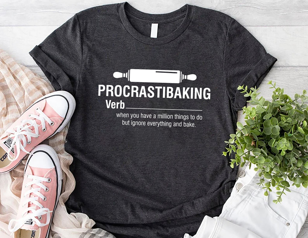Procrastibaking Short Sleeve T-Shirt, Funny Baking T-Shirt