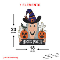 Hocus Pocus Witch Yard Sign, Halloween Ghost and Pumpkin Garden Stake, Outdoor Lawn Decor for Spooky Party, Trick or Treat Display