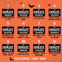Custom Basketball Softball Halloween Shirt, Inmate Matching Halloween Sport Shirt, Team Halloween Costume Tee with Player Number