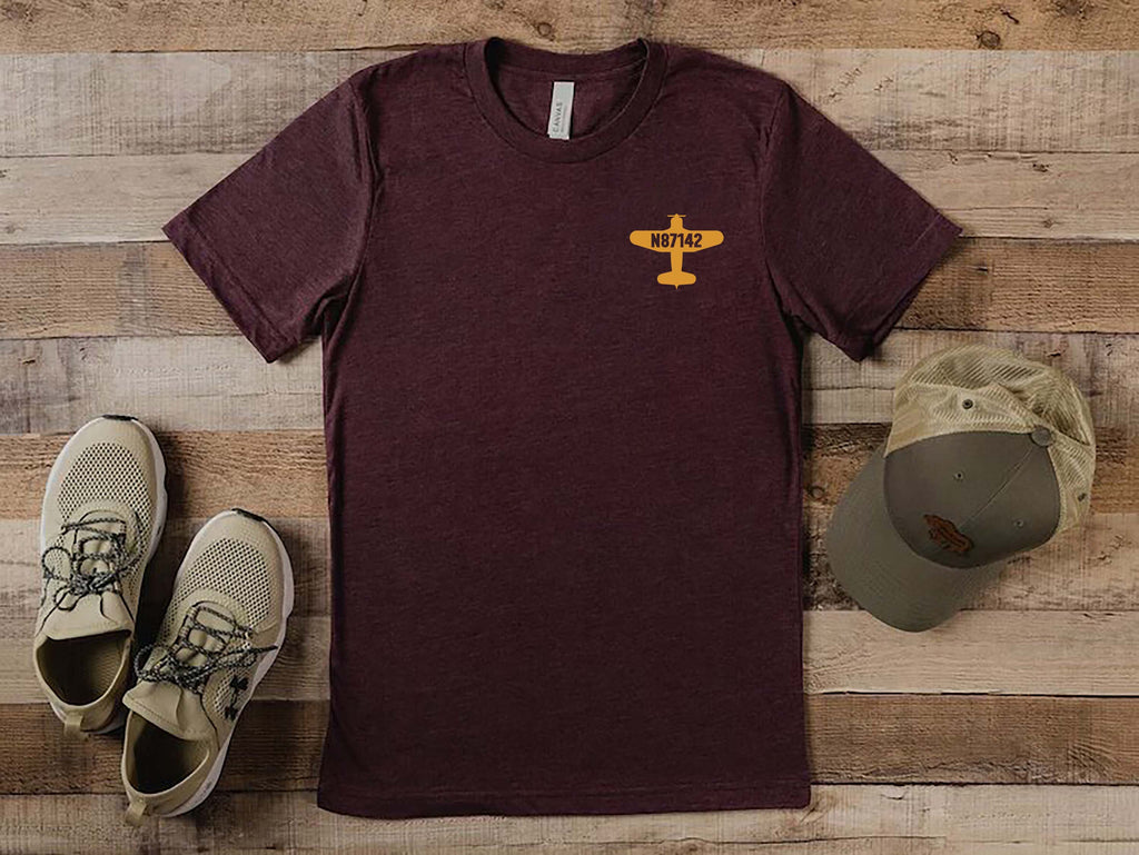 Custom Airplane Tail Number Short Sleeve T-Shirt, Aviation Pocket Design Shirt