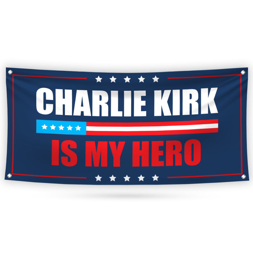 Charlie Kirk Banner Sign, Justice For Charlie Kirk Political Sign, A True Patriot Charlie Kirk Vinyl Banner with Metal Grommets