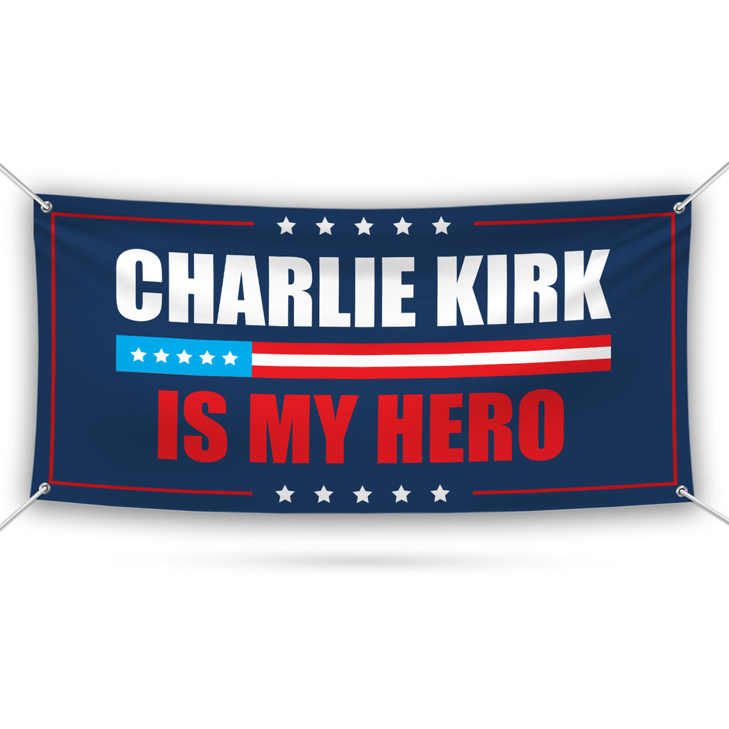Charlie Kirk Banner Sign, Justice For Charlie Kirk Political Sign, A True Patriot Charlie Kirk Vinyl Banner with Metal Grommets