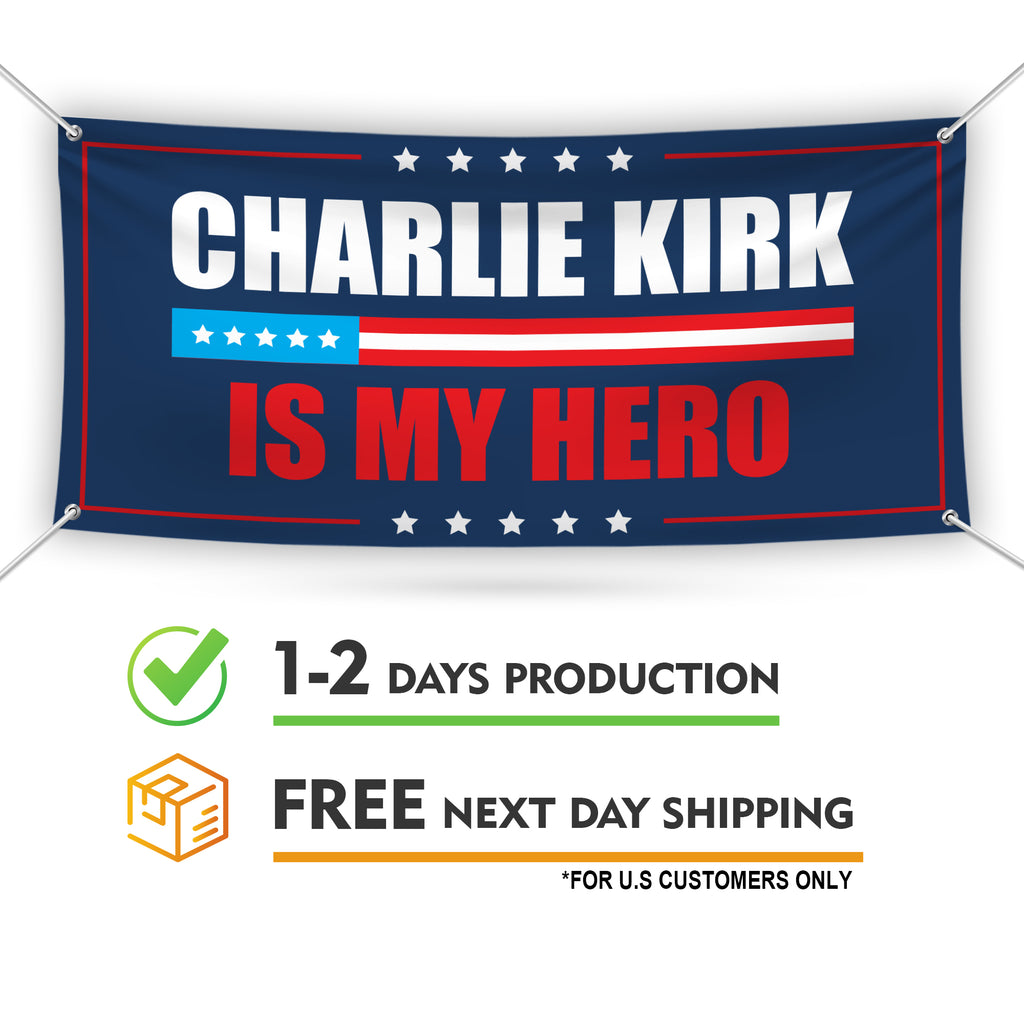 Charlie Kirk Banner Sign, Justice For Charlie Kirk Political Sign, A True Patriot Charlie Kirk Vinyl Banner with Metal Grommets