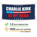 Charlie Kirk Banner Sign, Justice For Charlie Kirk Political Sign, A True Patriot Charlie Kirk Vinyl Banner with Metal Grommets