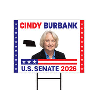 Cindy Burbank For Nebraska Senate 2026 Yard Sign, Corrugated Plastic Senate Elections, Race Red White & Blue Yard Sign with Metal H-Stake