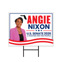 Angie Nixon For Florida Senate 2026 Yard Sign, Corrugated Plastic Senate Elections Race Red White & Blue Yard Sign with Metal H-Stake