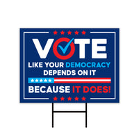 Democracy vs Fascism Protest Yard Sign - Vote Early, No Kings, Anti-Trump, Protect Democracy, Resist Fascism Yard Sign with Metal H-Stake