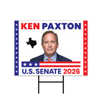 Ken Paxton For Texas Senate 2026 Yard Sign, Corrugated Plastic Senate Elections, Race Red White & Blue Yard Sign with Metal H-Stake
