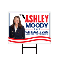 Ashley Moody For Florida Senate 2026 Yard Sign, Corrugated Plastic Senate Elections Race Red White & Blue Yard Sign with Metal H-Stake