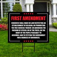 1st Amendment Free Speech Constitution Yard Sign, No Kings Protest Lawn Sign, Anti-Trump, Resist Fascism Sign with Metal H-Stake