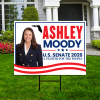 Ashley Moody For Florida Senate 2026 Yard Sign, Corrugated Plastic Senate Elections Race Red White & Blue Yard Sign with Metal H-Stake