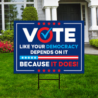 Democracy vs Fascism Protest Yard Sign - Vote Early, No Kings, Anti-Trump, Protect Democracy, Resist Fascism Yard Sign with Metal H-Stake