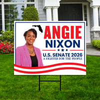 Angie Nixon For Florida Senate 2026 Yard Sign, Corrugated Plastic Senate Elections Race Red White & Blue Yard Sign with Metal H-Stake