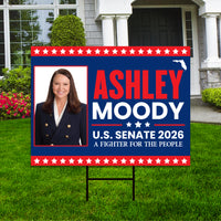 Ashley Moody For Florida Senate 2026 Yard Sign, Corrugated Plastic Senate Elections Race Red White & Blue Yard Sign with Metal H-Stake