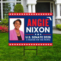 Angie Nixon For Florida Senate 2026 Yard Sign, Corrugated Plastic Senate Elections Race Red White & Blue Yard Sign with Metal H-Stake