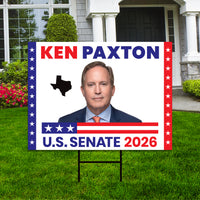 Ken Paxton For Texas Senate 2026 Yard Sign, Corrugated Plastic Senate Elections, Race Red White & Blue Yard Sign with Metal H-Stake