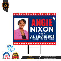 Angie Nixon For Florida Senate 2026 Yard Sign, Corrugated Plastic Senate Elections Race Red White & Blue Yard Sign with Metal H-Stake