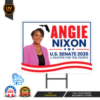 Angie Nixon For Florida Senate 2026 Yard Sign, Corrugated Plastic Senate Elections Race Red White & Blue Yard Sign with Metal H-Stake