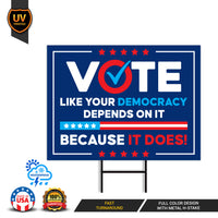 Democracy vs Fascism Protest Yard Sign - Vote Early, No Kings, Anti-Trump, Protect Democracy, Resist Fascism Yard Sign with Metal H-Stake