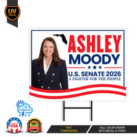 Ashley Moody For Florida Senate 2026 Yard Sign, Corrugated Plastic Senate Elections Race Red White & Blue Yard Sign with Metal H-Stake