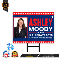 Ashley Moody For Florida Senate 2026 Yard Sign, Corrugated Plastic Senate Elections Race Red White & Blue Yard Sign with Metal H-Stake