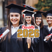 Custom Face Fans With Wooden Handle, Graduation Head, Grad Face Fans, Class of 2026 Head Fans, Graduation Faces on a Stick